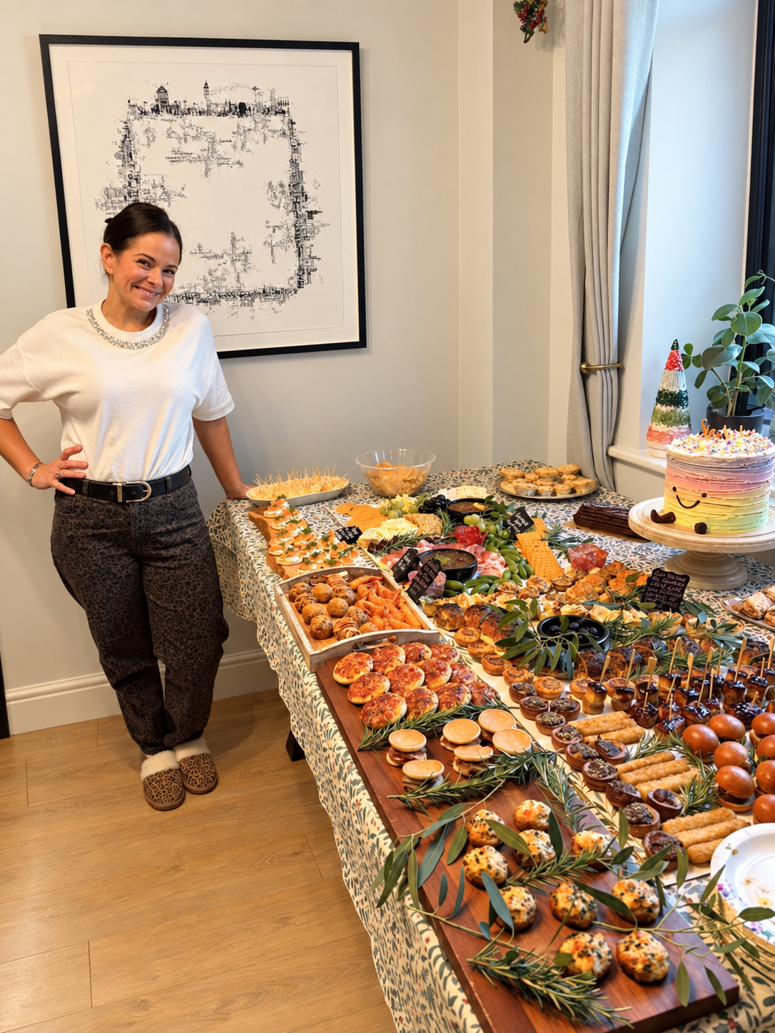 The Graze Society founder standing beside a celebration grazing table